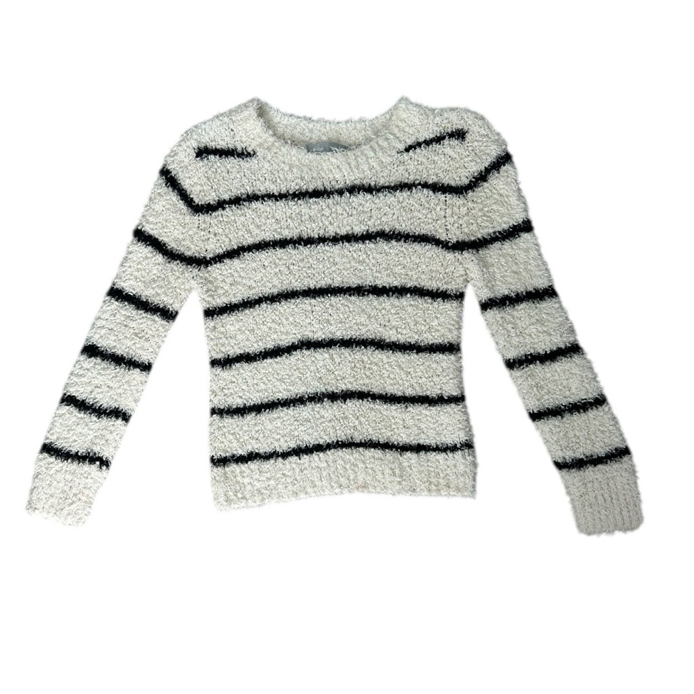 VINCE Fuzzy Teddy Striped Sweater